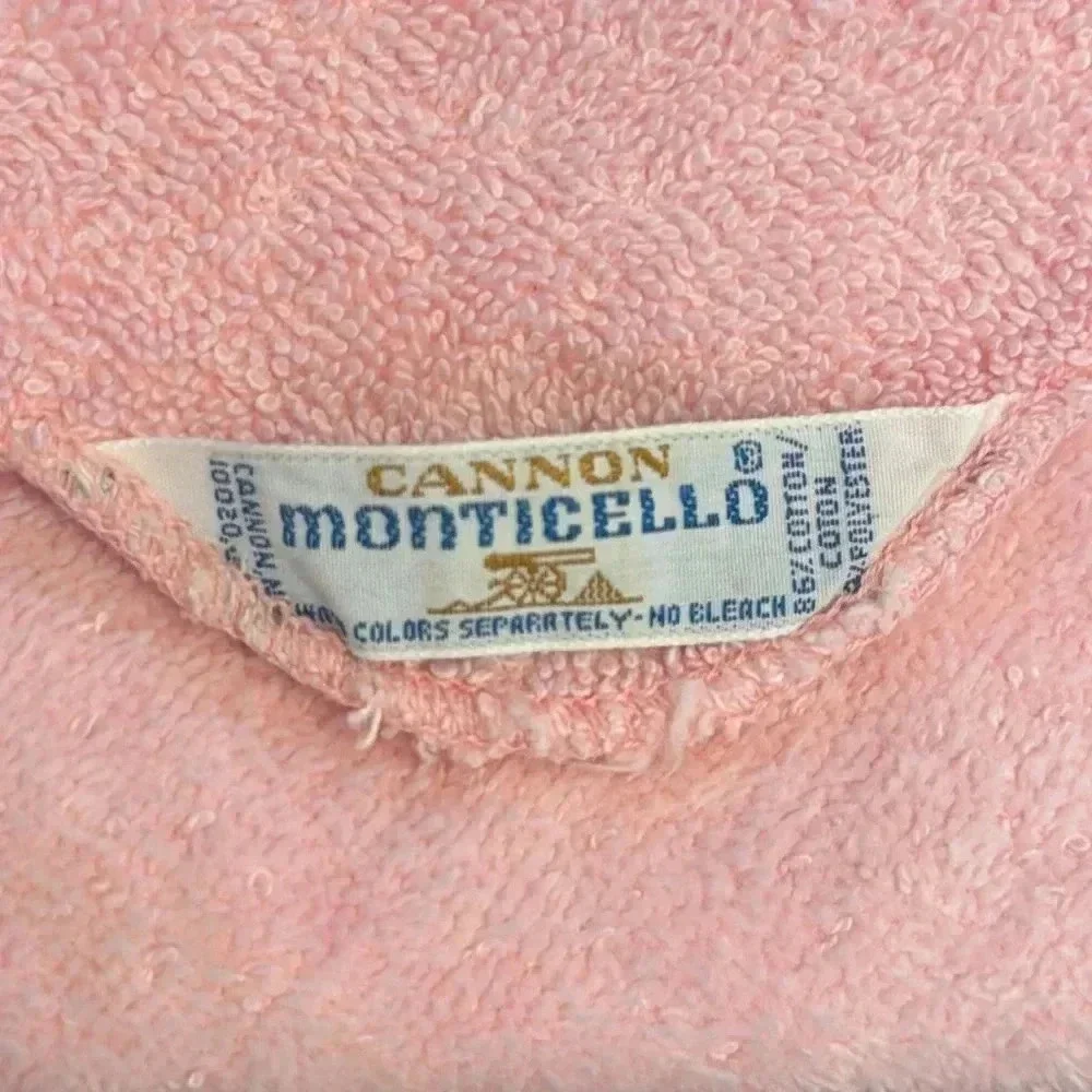 Cannon 1950s-1960s Monticello Pink Bath Towels Set of 6 Vintage Bath Linens